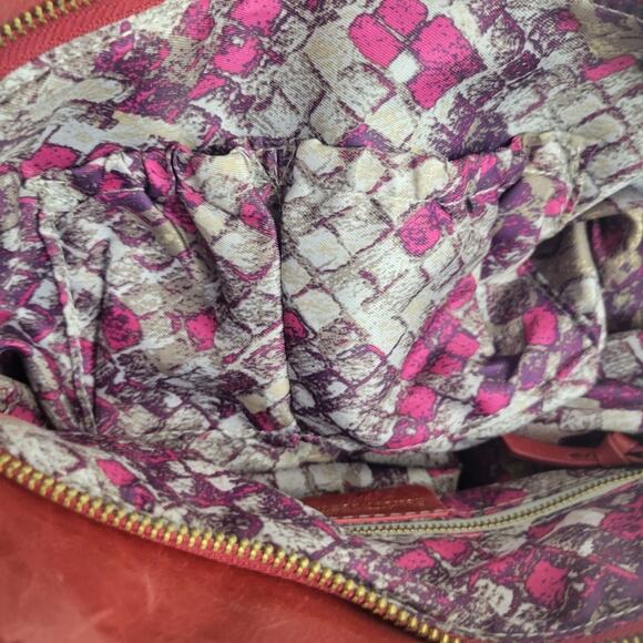 Elliot Lucca Satchel handbag purse Red leather - Picture 9 of 10